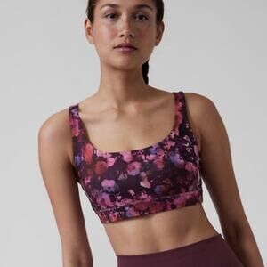 Athleta floral Exhale Powervita Low Coverage sports bra Size Small